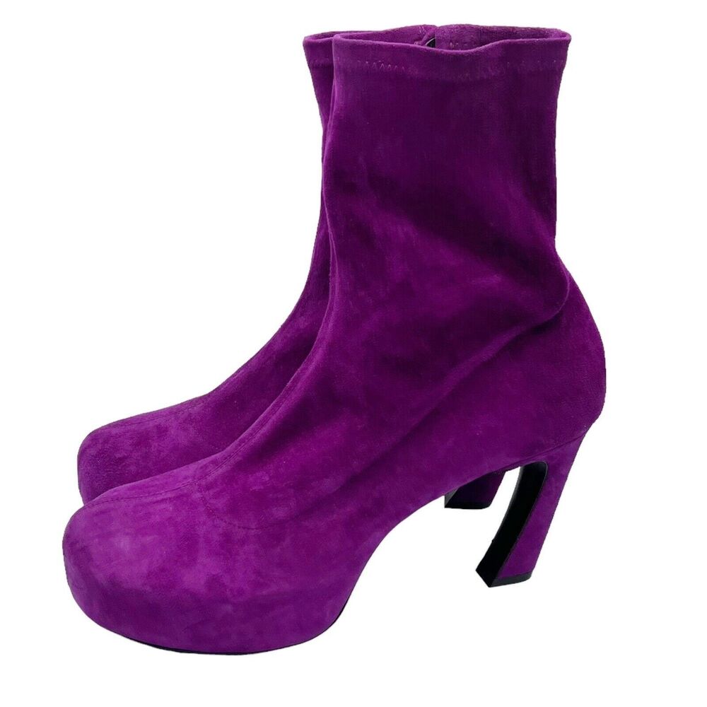 Khaite Socks Boots In Violet Suede Heeled Ankle Purple Women’s Size IT 40 US 10